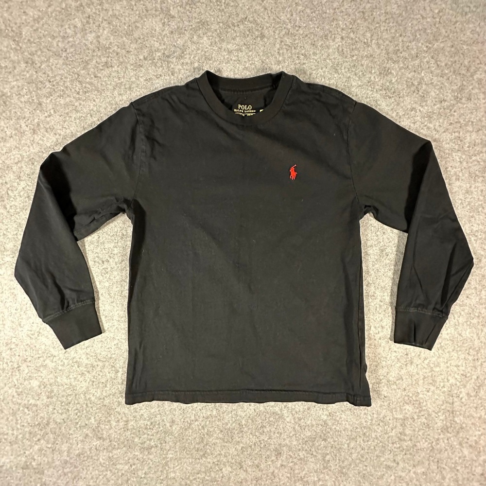 Polo Ralph Lauren Long Sleeve Shirt Size Medium 10-12 Black Boys Small Pony Logo